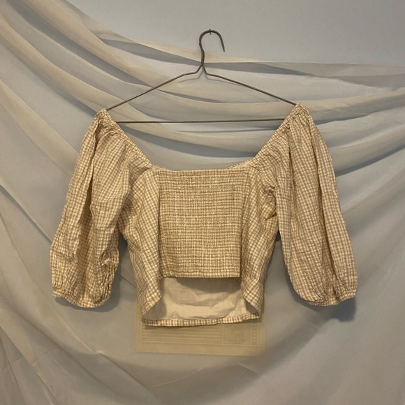 Abercrombie & Fitch Off-The-Shoulder Gingham Top - Picture 2 of 2